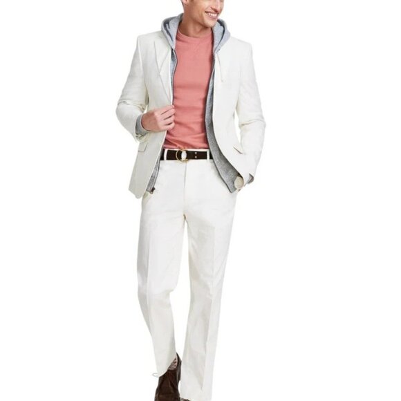 Nautica Men's 2-pc suit Modern-Fit Stretch Cotton Suit Off White 40R W34 E091421 - Picture 7 of 7